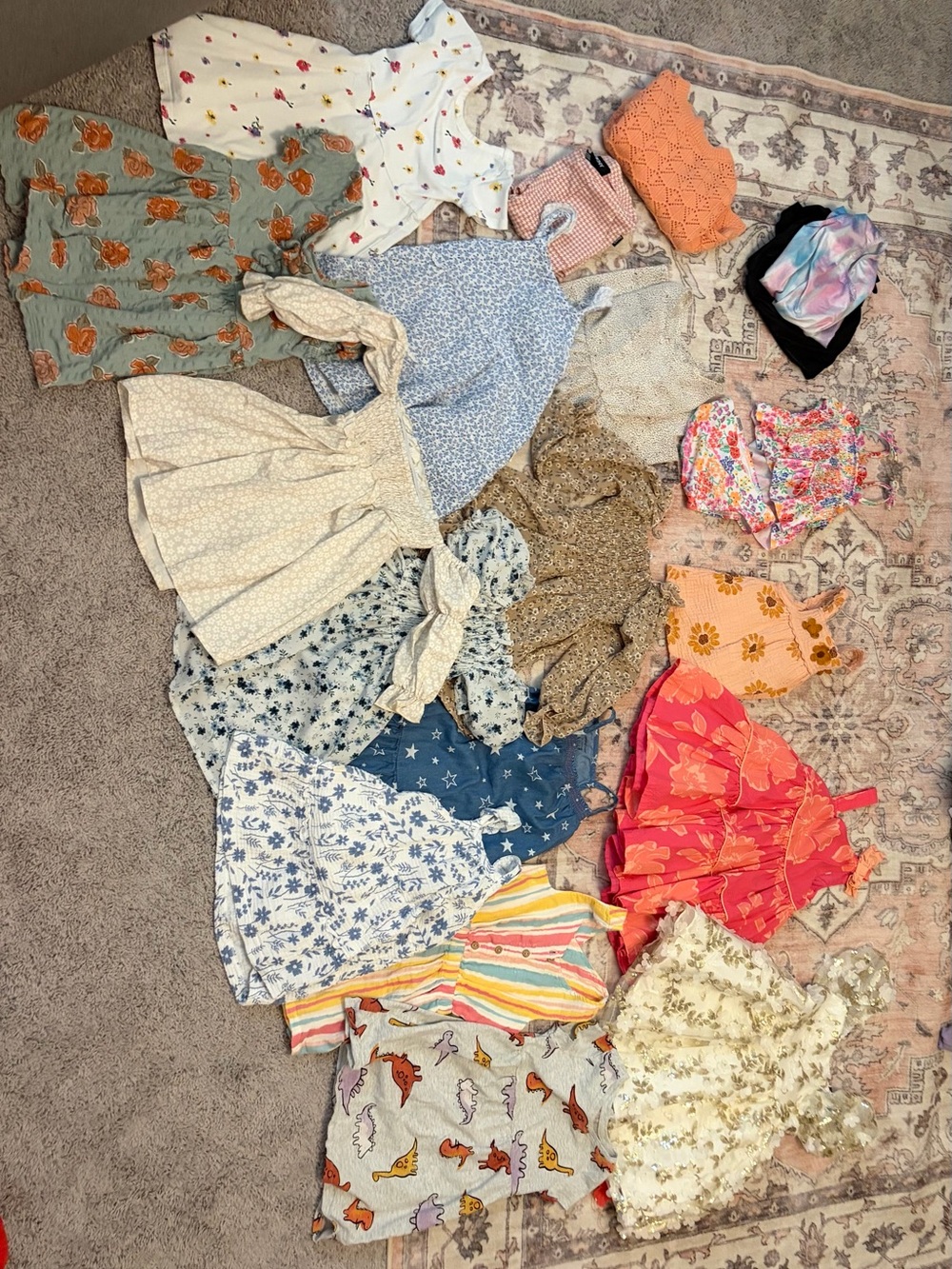 3T Mixed Girls' Summer Dress & Top Lot - Floral and Bright Prints